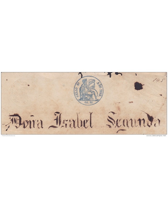 1863-PS-12 SPAIN ESPAÑA REVENUE SEALLED PAPER 1863 PAPEL SELLADO SELLO 4to.