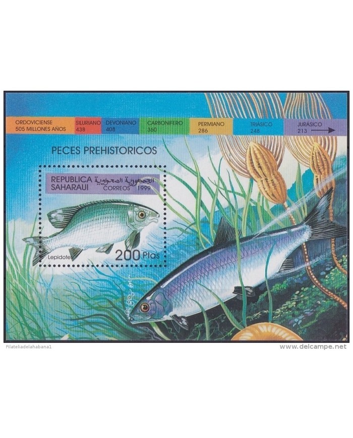 F-EX2014 SAHARA MNH 1999 HF PREHISTORIC FISH PECES PREHISTORICOS