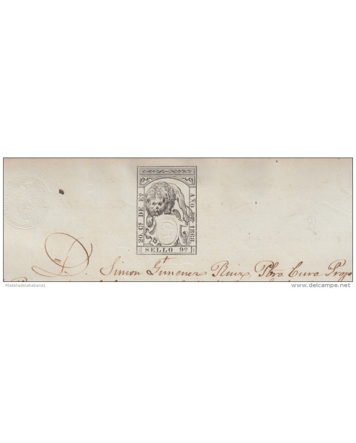 1868-PS-14.  ESPAÑA SPAIN. ISABEL II. SEALLED PAPER .PAPEL SELLADO .SELLO 9no+SELLO DE ABOGADO.
