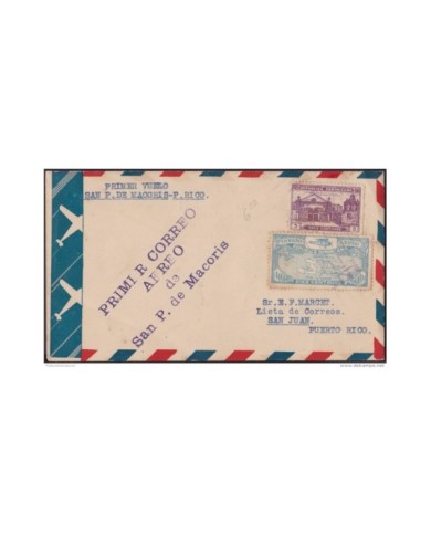 F-EX.1979. DOMINICAN REP 1931 FIRT FLIGHT SAN PEDRO MACORIS TO SAN JUAN PUERTO RICO.