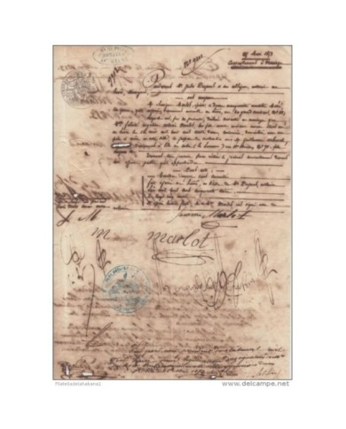 E125 FRANCE FRANCIA SEALLED PAPER 1853. 35c. PAPEL SELLADO.