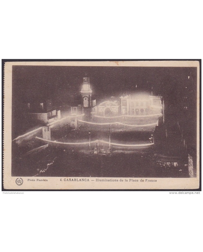 F-EX.2041 MAROC FRANCE 1930 MILITAR FREE POSTCARD CASABLANCA TELEGRAPH.