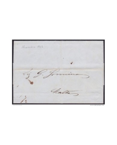 F-EX.2085 EGYPT ALEXANDRIA STAMPLESS COVER 1849 TO MALTA.