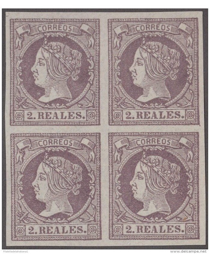 FAC-46 ESPAÑA SPAIN. SEGUI OLD FACSIMILE REPRODUCTION. ISABEL II. 1862 2r. BLOCK 4.