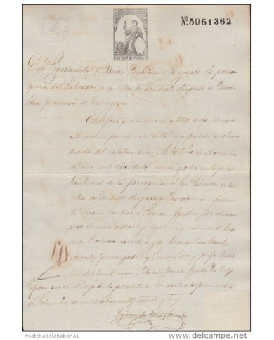 1873-PS-2.  ESPAÑA SPAIN. SEALLED PAPER ISABEL II .PAPEL SELLADO .SELLO 11no+SELLO DE ABOGADO ESPAÑA.