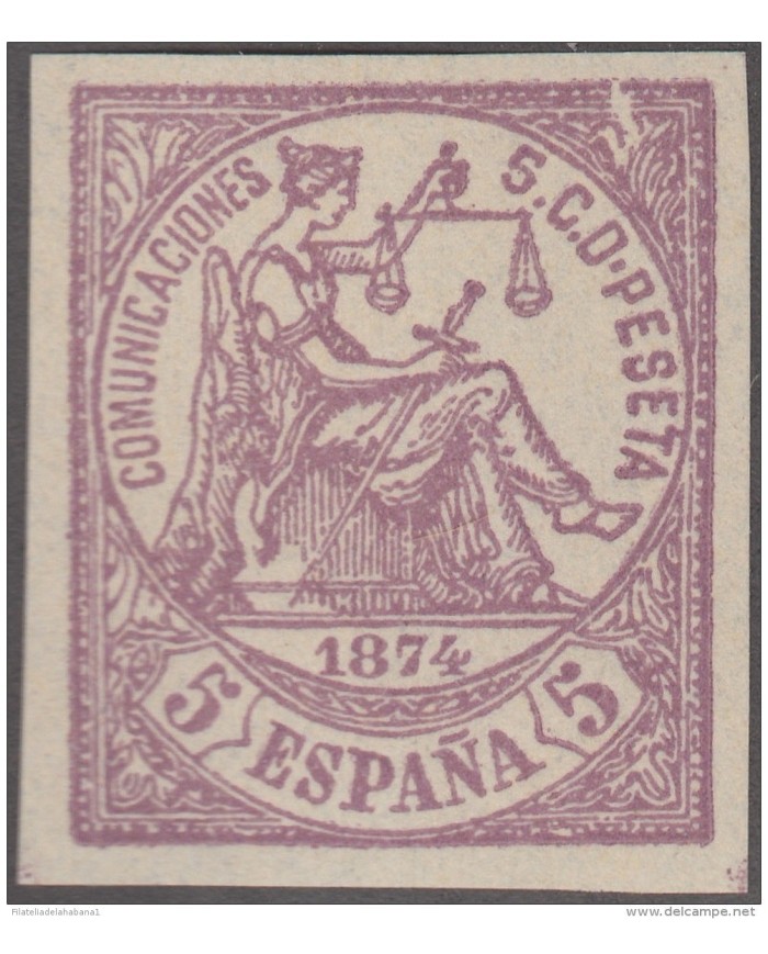 FAC-65 ESPAÑA SPAIN. SEGUI OLD FACSIMILE REPRODUCTION. 1874 5c.