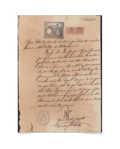 1889-PS-6 ESPAÑA SPAIN. 1889. ALFONSO XIII REVENUE SEALLED PAPER. SELLO 12 + POSTAGE REVENUE USE + SELLO ABOGADO.
