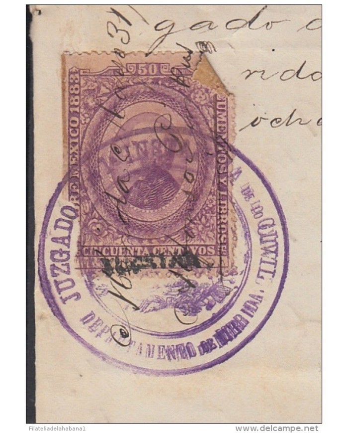 E4702 MEXICO 1883. REVENUE DOC. DEPARTAMENTO DE MERIDA.
