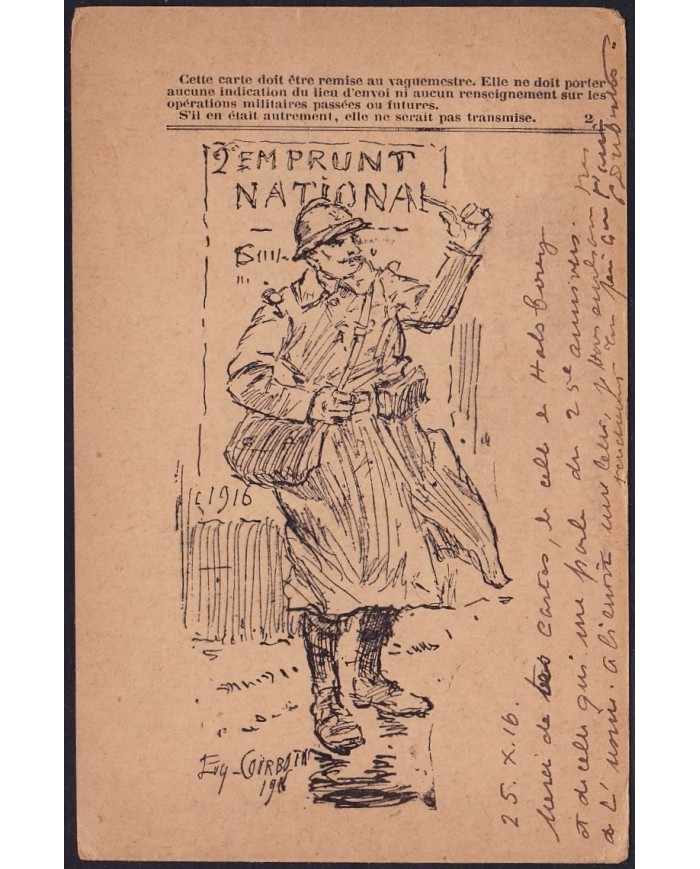 F-EX.2105 FRANCE FRANCIA WWI 1918. ILLUSTRATED SPECIAL FRANCHISE MILITAIRE POSTCARD. SECTOR 197.
