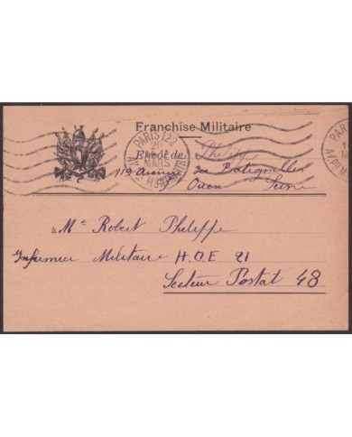 F-EX.3054 FRANCE FRANCIA WWII. ILLUSTRATED SPECIAL MILITAR POSTCARD. FRANCHISE MILITAIRE.
