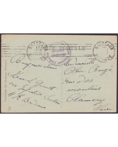 F-EX.3057 FRANCE FRANCIA WWI 1918 REGIMENT DE INFANTERIE BORDEAUX FRANCHISE MILITAIRE.