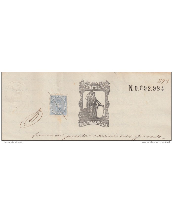 1874-PS-11 ESPAÑA SPAIN. SEALLED PAPER ISABEL II .PAPEL SELLADO .SELLO  11no  ESPAÑA.