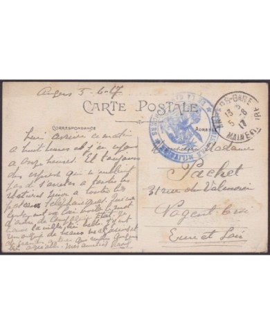 F-EX.3063 FRANCE FRANCIA WWI 1917 COMMISSAIRE MILITAIRE. DE LA GARE DU ANGERS.