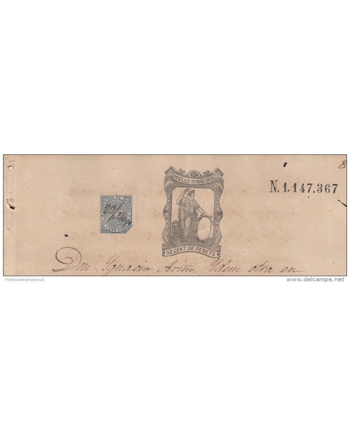 1874-PS-12  ESPAÑA SPAIN. SEALLED PAPER ISABEL II .PAPEL SELLADO .SELLO  11no  ESPAÑA.