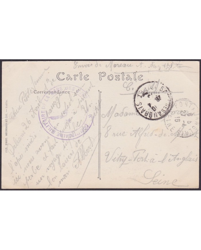 F-EX3123 FRANCE FRANCIA WWI. COMMISSAIRE MILITAIRE DE GARD DE AUBAIS.  FRANCHISE MILITAIRE. ORLEANS.