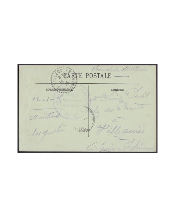 F-EX3125 FRANCE FRANCIA WWI 1915 BOULANGERIE DE CAMPAGNE N.3. VILLEQUIER ENVIRONS DE TOUR.
