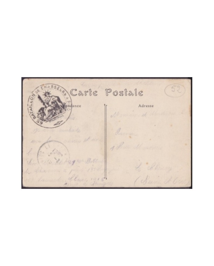 F-EX3129 FRANCE FRANCIA WWI 1919. 61 BATAILLON DE CHASSEUR A PIED. FRANCHISE MILITAIRE. LANGRES
