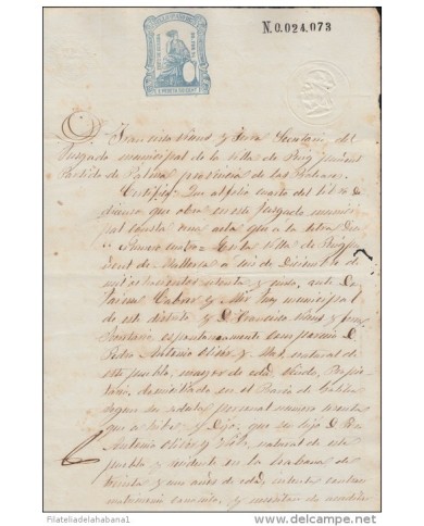 1875-PS-2.  ESPAÑA SPAIN. SEALLED PAPER ISABEL II .PAPEL SELLADO .SELLO  9no  ESPAÑA.