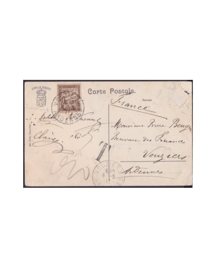 F-EX3130 FRANCE FRANCIA. POSTAGE DUE POSTCARD 1911. PORT DE DINANT.
