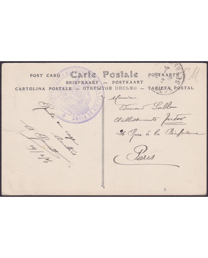 F-EX3145 FRANCE FRANCIA WWI 1919. COMMAND GAVALERIF DE NIORT. FRANCHISE MILITAIRE.