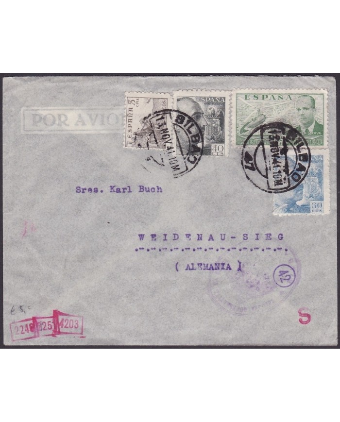 F-EX3151 SPAIN ESPAÑA. 1941. WWII COVER CENSORSHIP TO ALEMANIA GERMANY.