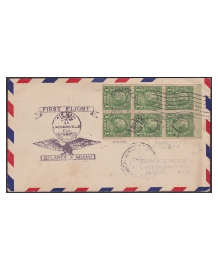 F-EX3104 US FIRST BLIGHT ATLANTA TO MIAMI 1928 BOOKLED 1c.