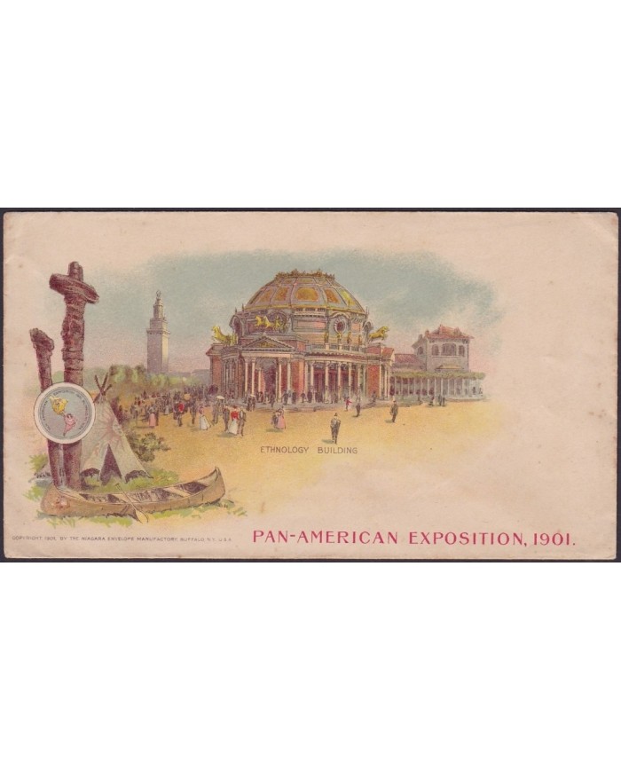 F-EX3139 US PANAMERICAN 1901 EXPO COVER UNUSED. ETHNOLOGY BUILDING.