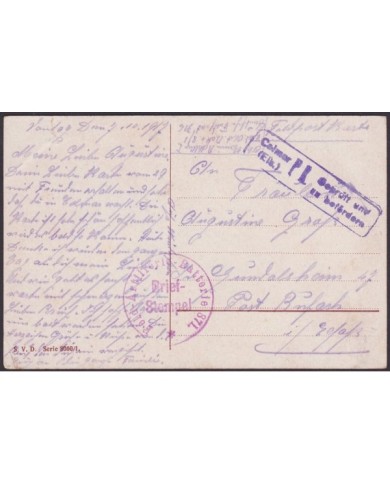 F-EX3062 GERMANY WWI BRIEF STEMPEL BATTERIE 871.