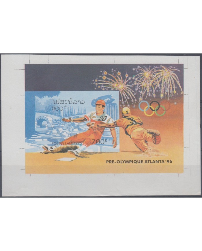F-EX3163 LAOS MNH SPECIAL SHEET PROOF 1994 ATLANTA OLIMPIC GAMES IMPERFORATED.