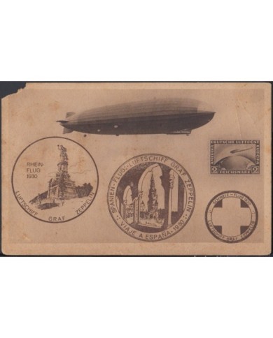 F-EX3220 GERMANY 1930 ZEPPELIN POSTCARD FIRST FLIGHT HAMBURG - FUHLSBUTTEL. DEFECTO  VISIBLE ESQUINA DE TARJETA.