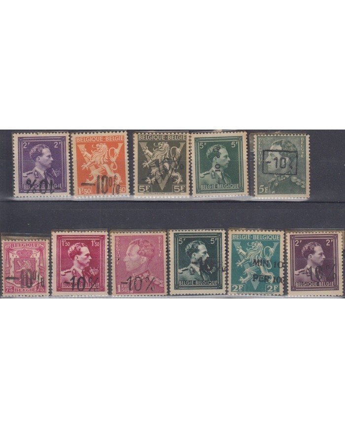 F-EX3240 BELGIUM BELGIQUE 10% STAMP LOT.