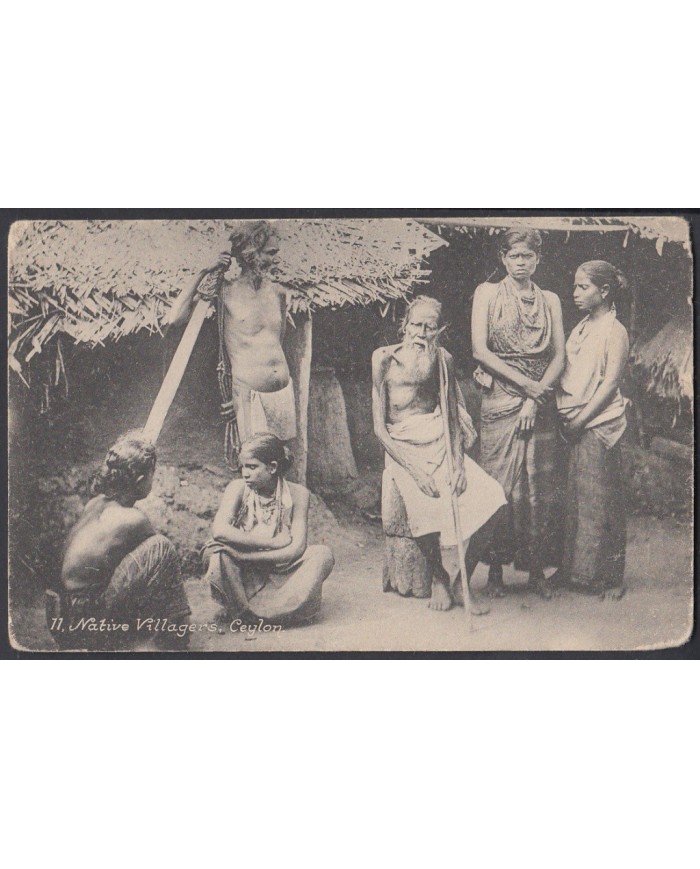 F-EX3258 CEYLON NATIVE VILLAGERS POSTCARD.