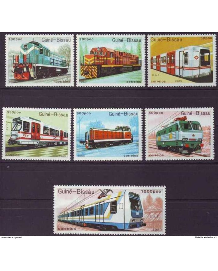 F-EX3391 GUINE-BISSAU COMPLETE SET MNH 1989. RAILROAD. TRAIN. LOCOMOTIVE. FERROCARRIL. TREN. LOCOMOTORA