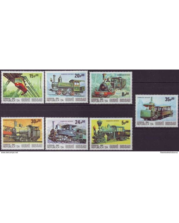 F-EX3396 GUINE-BISSAU COMPLETE SET MNH 1984 RAILROAD LOCOMOTIVE TRAIN. FERROCARRIL LOCOMOTORA TRENES