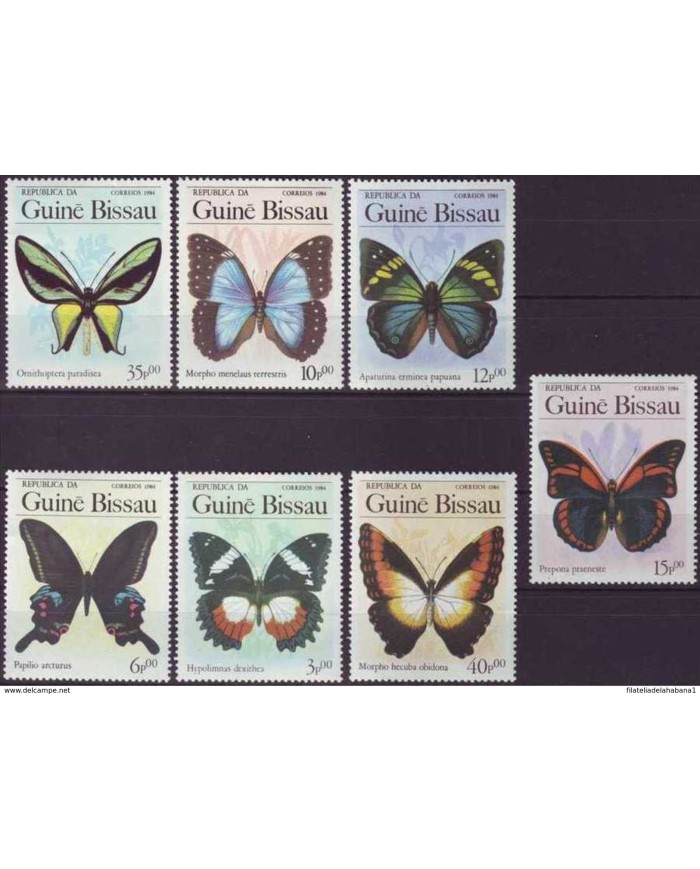 F-EX3402 GUINE-BISSAU COMPLETE SET MNH 1984 BUTTERFLIES. MARIPOSAS.