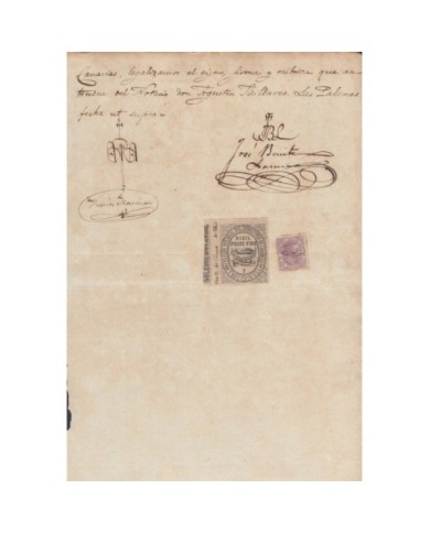 E5046 SPAIN ESPAÑA. REVENUE COLEGIO NOTARIAL CANARIAS. 1884. LETRA F. 3 PTAS.