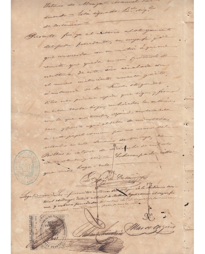 E5049 SPAIN ESPAÑA. REVENUE COLEGIO NOTARIAL BURGOS. 1876. 3 PTAS.
