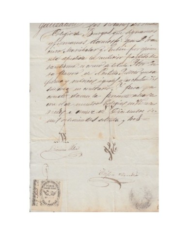 E5052 SPAIN ESPAÑA. REVENUE COLEGIO NOTARIAL BURGOS. 1873. LETRA C. 3 PTAS