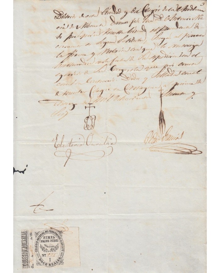 E5056 SPAIN ESPAÑA. REVENUE COLEGIO NOTARIAL ALBACETE. 1866. LETRA I. 12 R.