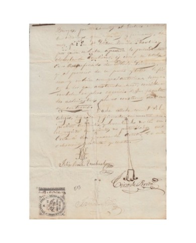 E5059 SPAIN ESPAÑA. REVENUE COLEGIO NOTARIAL BURGOS. 1874. LETRA M. 3 PTAS.