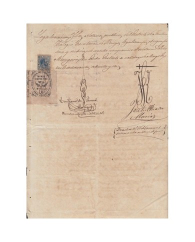 E5062 SPAIN ESPAÑA. REVENUE COLEGIO NOTARIAL BURGOS. 1886. LETRA Q. 3 PTAS.