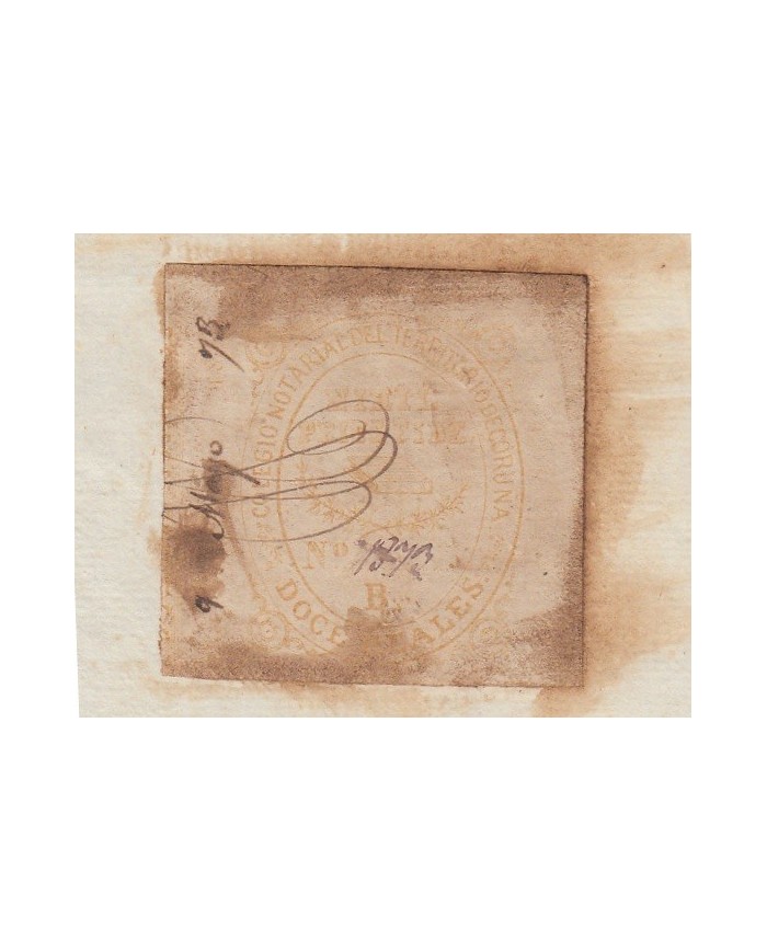 E5070 SPAIN ESPAÑA. REVENUE COLEGIO NOTARIAL LA CORUÑA. 1873. LETRA B. 12 R.