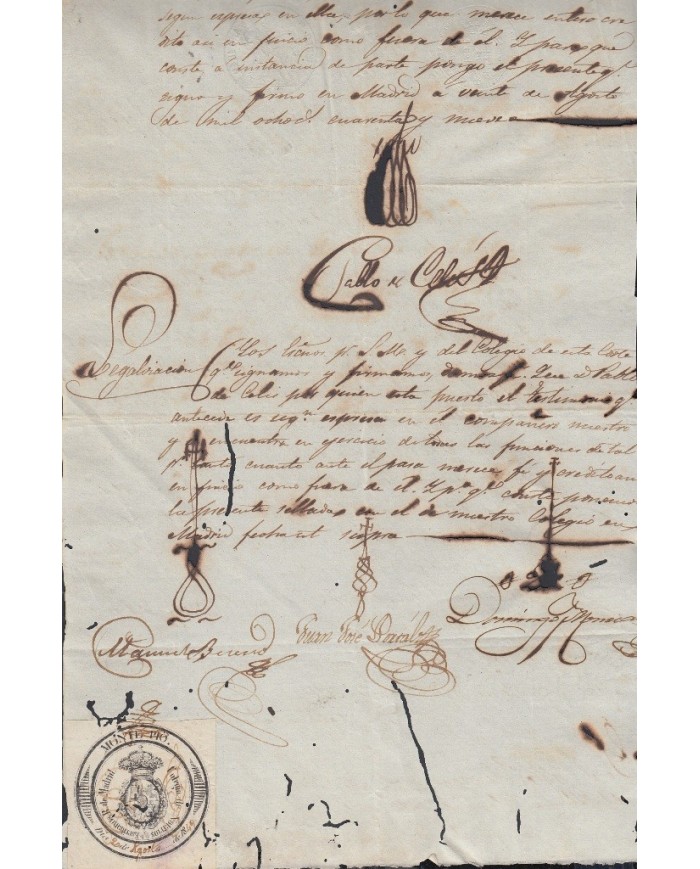 E5102 SPAIN ESPAÑA. REVENUE COLEGIO NOTARIAL MADRID. 1849.