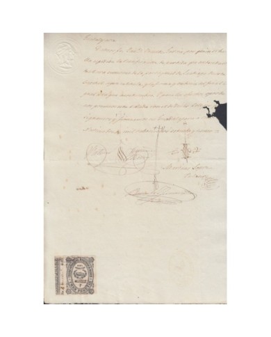 E5107 SPAIN ESPAÑA. REVENUE COLEGIO NOTARIAL MADRID. 1875. LETRA P. 3 PTAS.