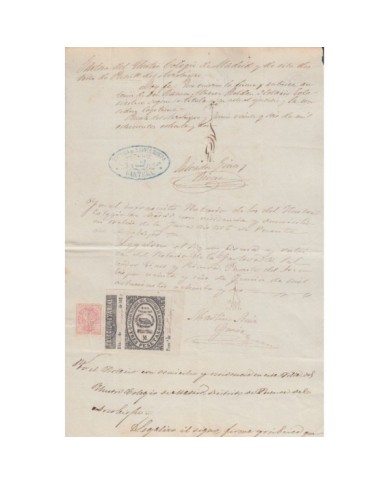 E5108 SPAIN ESPAÑA. REVENUE COLEGIO NOTARIAL MADRID. 1885. LETRA M. 3 PTAS.