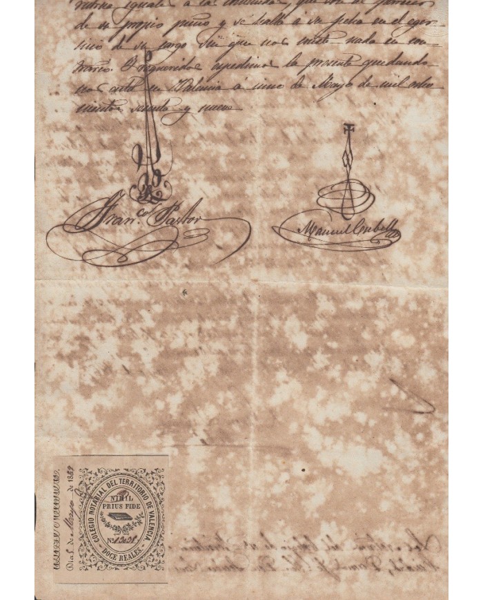 E5117 SPAIN ESPAÑA. REVENUE COLEGIO NOTARIAL VALENCIA. 1869. 12 R.