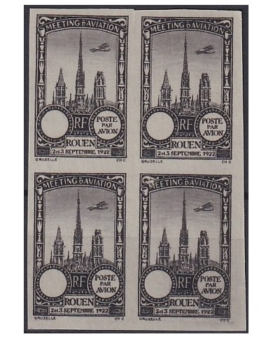F-EX18836 FRANCE CINDERELLA 1922 ROUEN AVIATION MEETING BLOCK 4 IMPERF.