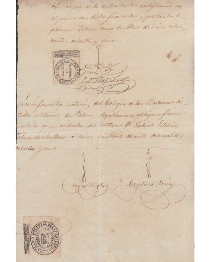 E5125 SPAIN ESPAÑA. REVENUE COLEGIO NOTARIAL LAS BALEARES. 1881. 12 R.