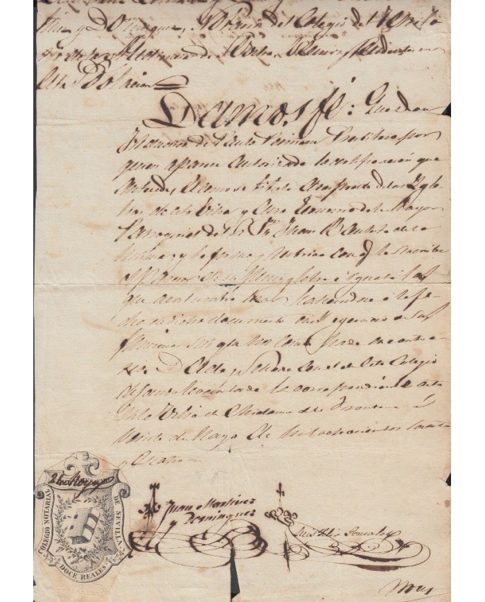 E5127 SPAIN ESPAÑA. REVENUE COLEGIO NOTARIAL SEVILLA. 1874. 12 R.