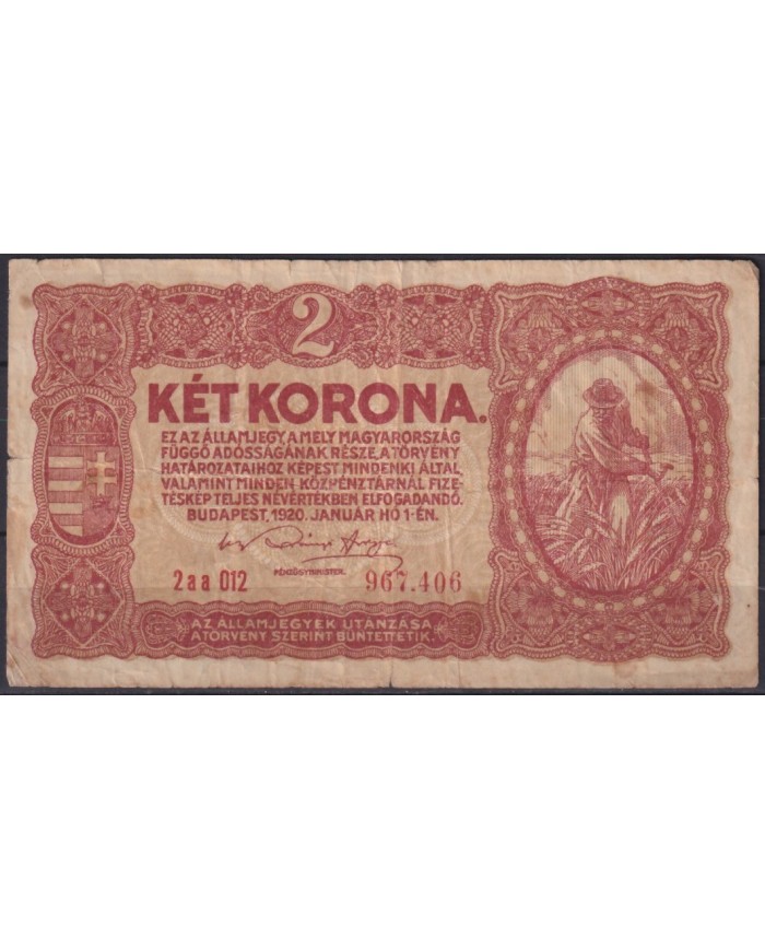F-EX18954 HUNGARY HUNGRIA 1934 BANKNOTE 2 KORONAS.